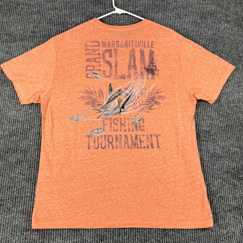 Margaritaville Shirt Mens Large Orange Short Sleeve Outdoor Casual Fishing Beach